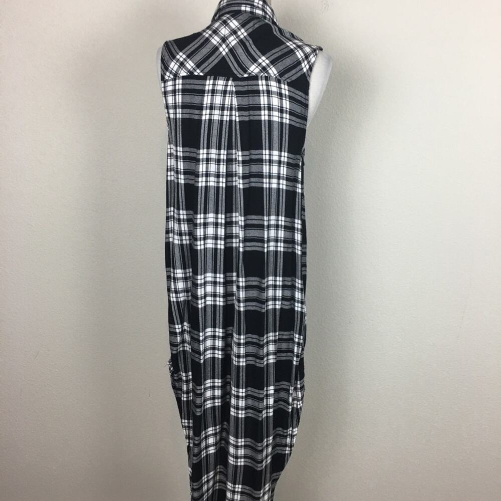 Rails Black White Plaid Soft Flannel Split Sides … - image 4